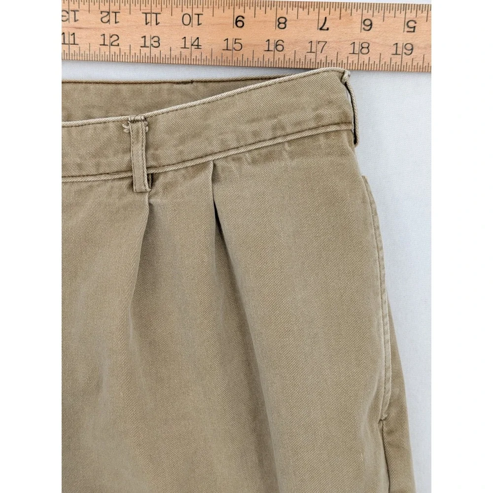 Vintage L.L. Bean Double L Chinos Mens 36x30 Khaki Pleated Relaxed Fit Pants